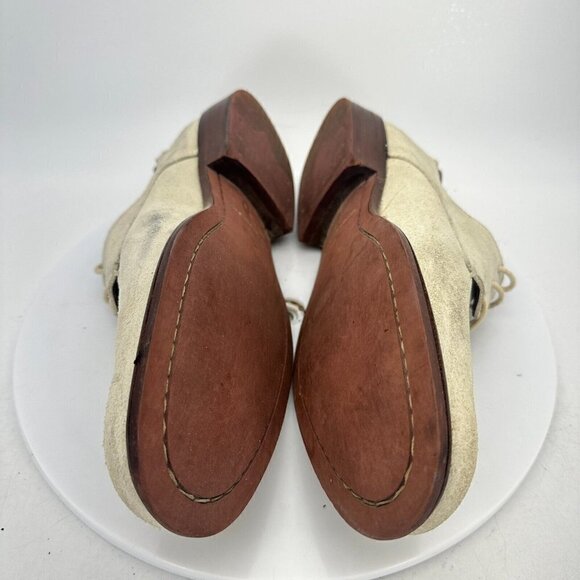 John Varvatos Men Size 7M White Beige Suede Plain Toe Derby Dress Shoes - Picture 9 of 15